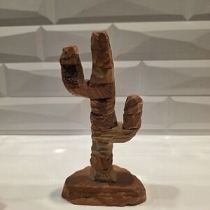 Petrified Wood‎ 7.5" Desert Cactus Sculpture Wood MCM